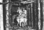 A wheelbarrow in use underground  - click here for a larger version of this picture