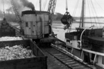Ball clay loading at Fremington Quay with a steam crane - for a larger version of this image, click on the photograph