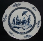 A 'Lady's Amusement' pattern earthenware plate made at the Indio Pottery